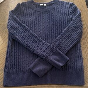 Gap Women's Navy Cable Knit Sweater - Classic Crew Neck